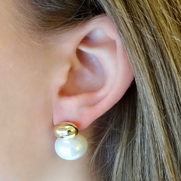  Two-Tone Pearl Earrings, Gold Stud Earrings, Silver Pearl Shape Earrings, Gold Stud Earrings, Pearl Stud Earrings, Two-Tone Stud Earrings, Two-Tone Pearl Earrings, pearl drop earrings, gold pearl drop earrings, silver pearl drop earrings