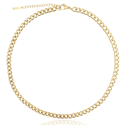 Gold Cuban Chain Link Necklace in 14k Gold, Curb Link Stacking Necklace Gold Filled, Stainless Steel Thick Silver Cuban Chain Stack Necklace, Textured Cuban Link Chain Necklace Silver, Thick Curb Cuban Chain Stacking Silver Necklace, cuban Flat Link Chain Gold Filled Stack Necklace, cuban curb 14k Gold Necklace.