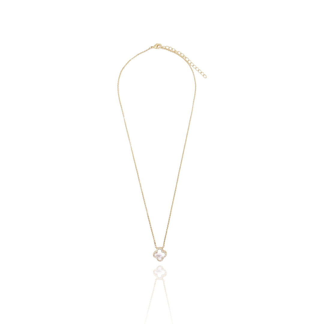 KIKICHIC | CZ Pearlescent Clover Necklace in 14k Gold and Sterling