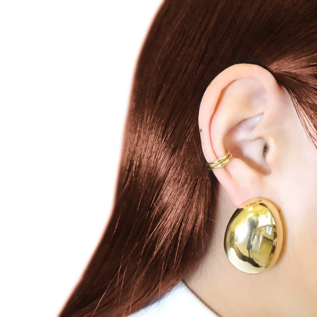 KIKICHIC 14k Gold Chunky Oval Stud Earrings, Silver Chunky Dome Studs Earrings, Oval Dome Hoops, Large Oval Stud Earrings Hypoallergenic, Gold Filled Stud Earrings, Kylie Jenner Earrings.