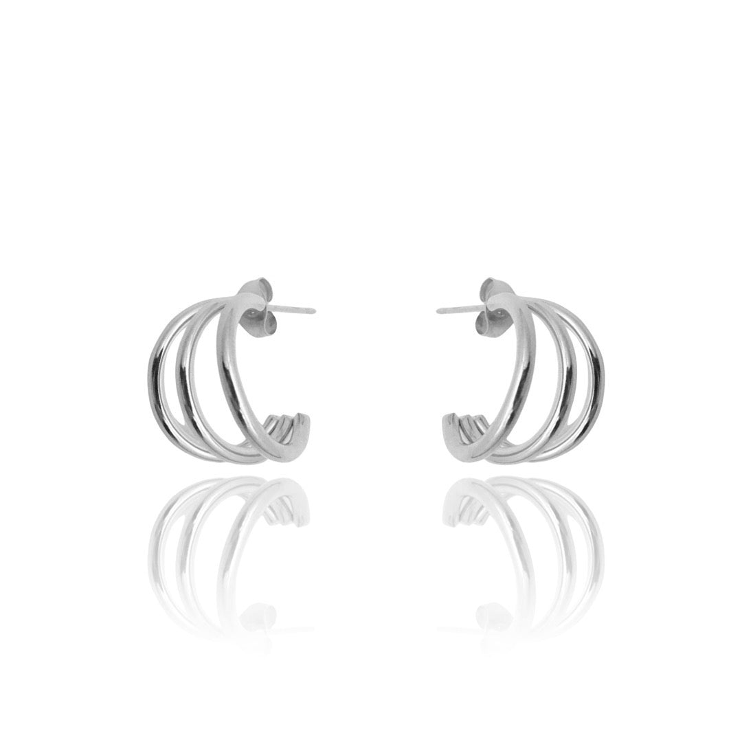 KIKICHIC NYC Triple Layer Hoops Earrings in 14K Gold Stainless Steel Waterproof Silver