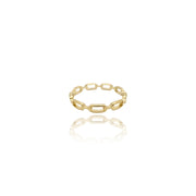 KIKICHIC Dainty Chain Link Ring Gold Stainless Steel, Thin Chain Link Design Ring Gold, Thin Stackable Cuban Chain Link Ring Gold, Silver Dainty Chain Ring Gold, Simple Extra Thin Link Ring Silver, Modern Link Simple Stack Ring, Anti Tarnish Thin Chain Link Gold Rings.
