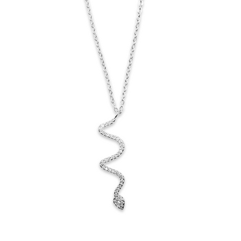 KIKICHIC | NYC | 14k Gold Pave CZ Diamond Snake Necklace in Silver KIKICHIC | NYC | 14k Gold Pave CZ Diamond Snake Necklace in Silver