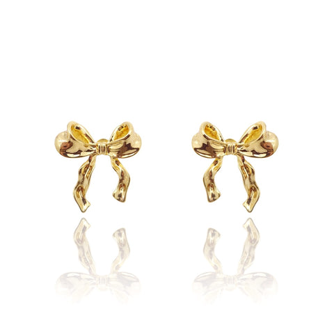 Bow Tie 14K Gold Filled Earrings Cubic Zirconia Hip Hop Studs