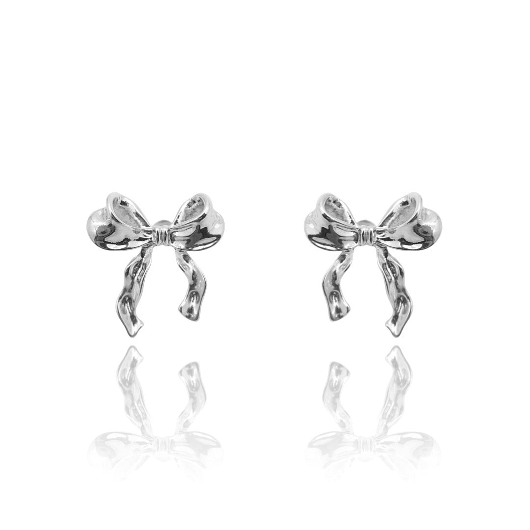 Silver Bow Earrings for Sensitive Ears