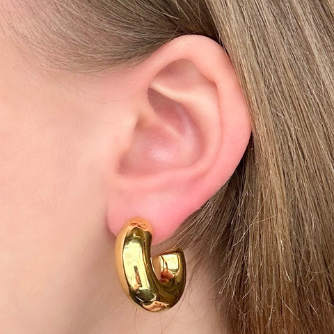 Orecchini A Cerchio Moderni Lisci – Oro E Argento – Rotondi Minimal – Chiusura A Leva