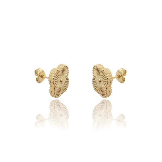 KIKICHIC 14k Gold Clover Leaf Stud Earrings, Alhambra Clover Stud Earrings, Four Clover Shape Earrings, Gold Clover Stud Earrings, Van Cleef Clover Stud Earrings, Designer Stud Earrings