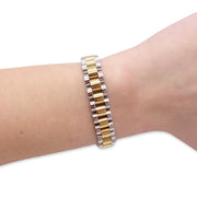 Two-Tone Watch Strap Link Bracelet. Gold Watch Band Bracelet, Watch Strap Link Bracelet, Watch Band Bracelet, Link Chain Watchband Bracelet, Stainless Steel Link Watch Bracelet, Watch Jewelry Gold, Fashion Watch Accessory. Non-Tarnish Watch. Non-Tarnish Watch Bracelet Silver and Gold.