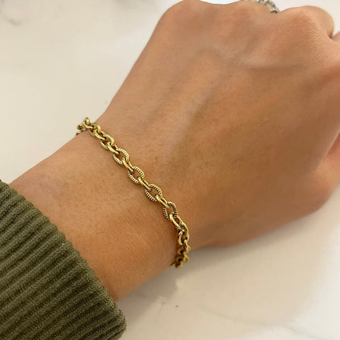 Textured Cable Chain Link Bracelet