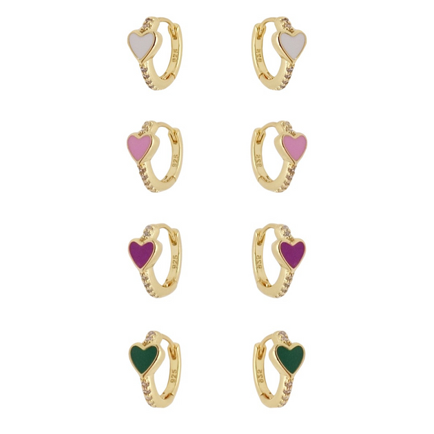 KIKICHIC | NYC | Enamel Heart Shape CZ Diamond Hoops Earrings ...