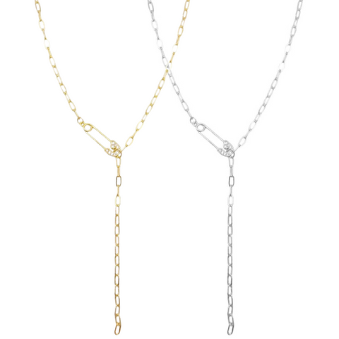 Dual puff paper clip Necklace & Bracelet Set in 14Kt Gold | Las Villas  Jewelry