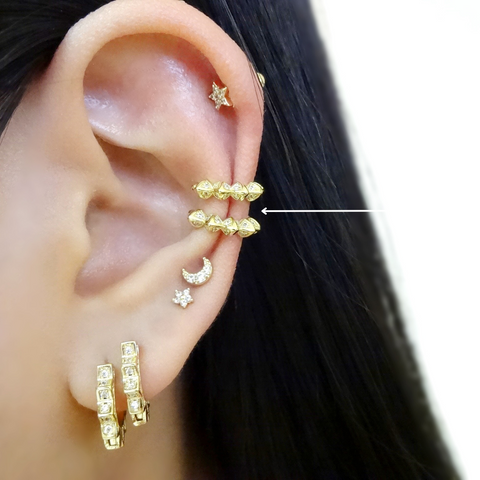 KIKICHIC CZ Diamond Spike Ear Cuff Adjustable Sterling Silver. Spiky 14k Gold No Piercing Necessary Earrings, Comfortable Ear Cuff Slip over the Ear. Spike Diamond Ear Cuff Earrings. Minimalist Ear Cuff.