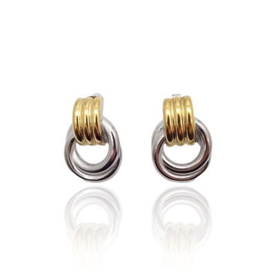 Two-Toned Double Layered Stud Earrings