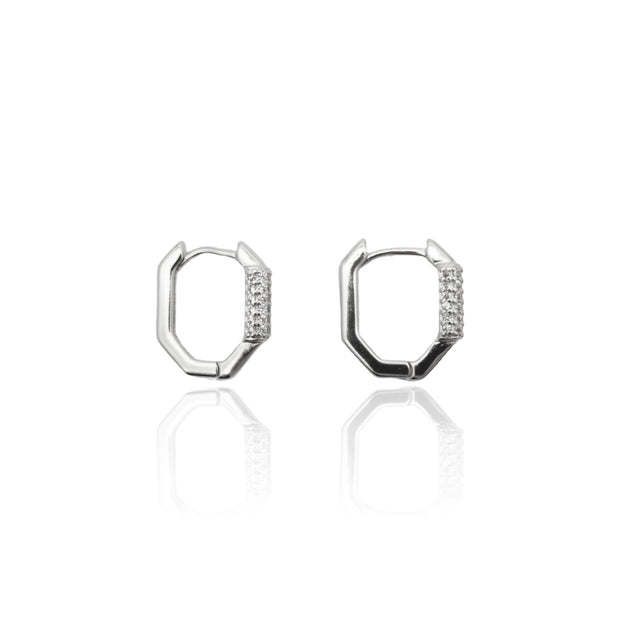 CZ Pave Rectangle Hoops