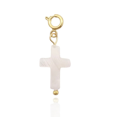 White Pearl Cross Charm