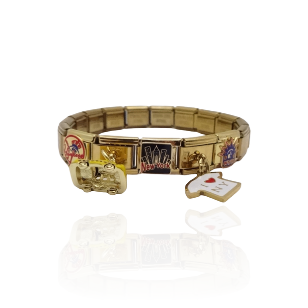 Gold New York Italian Charm Bracelet