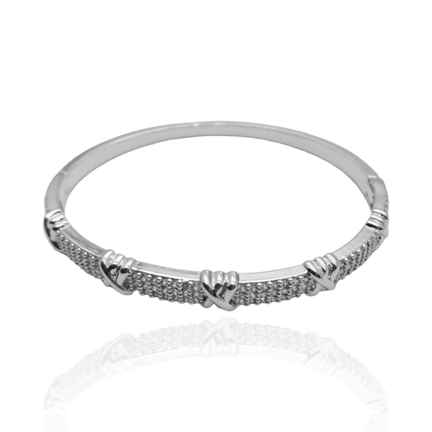 CZ X Knot Bangle Bracelet