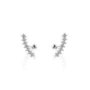 Curve CZ Diamond Screw Back Earrings