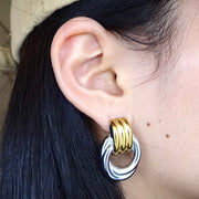 Two-Toned Double Layered Stud Earrings