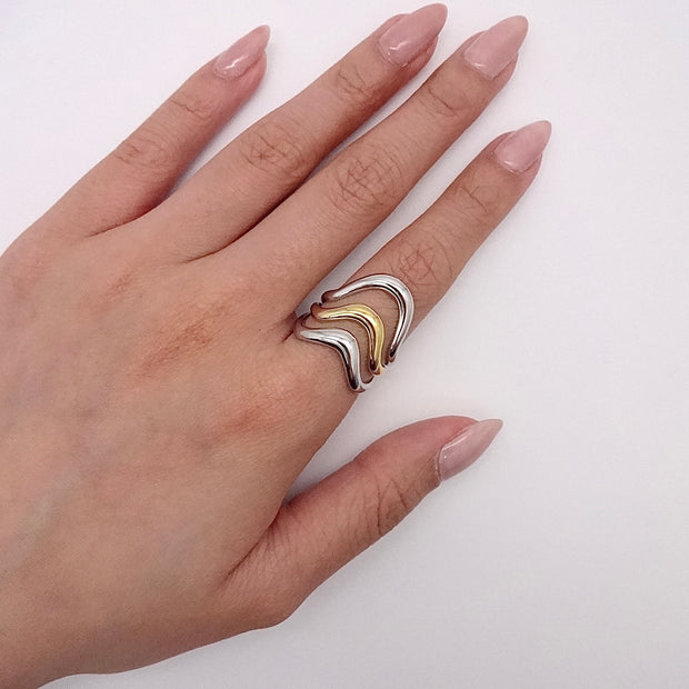Two-Toned Ripple Ring