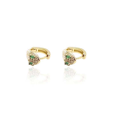 Green Eyes Snake Huggies Earrings
