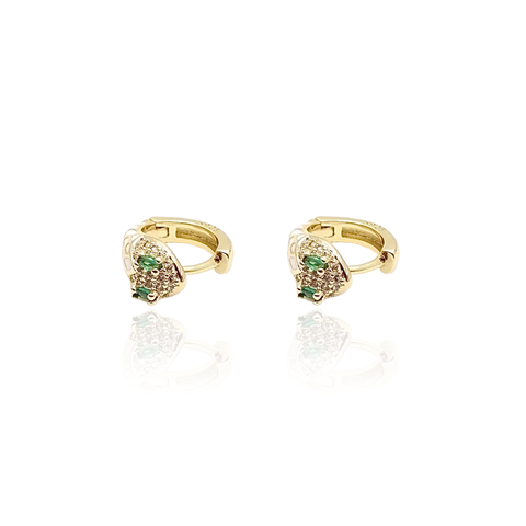 Green Eyes Snake Huggies Earrings