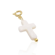 White Pearl Cross Charm
