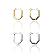 CZ Pave Rectangle Hoops