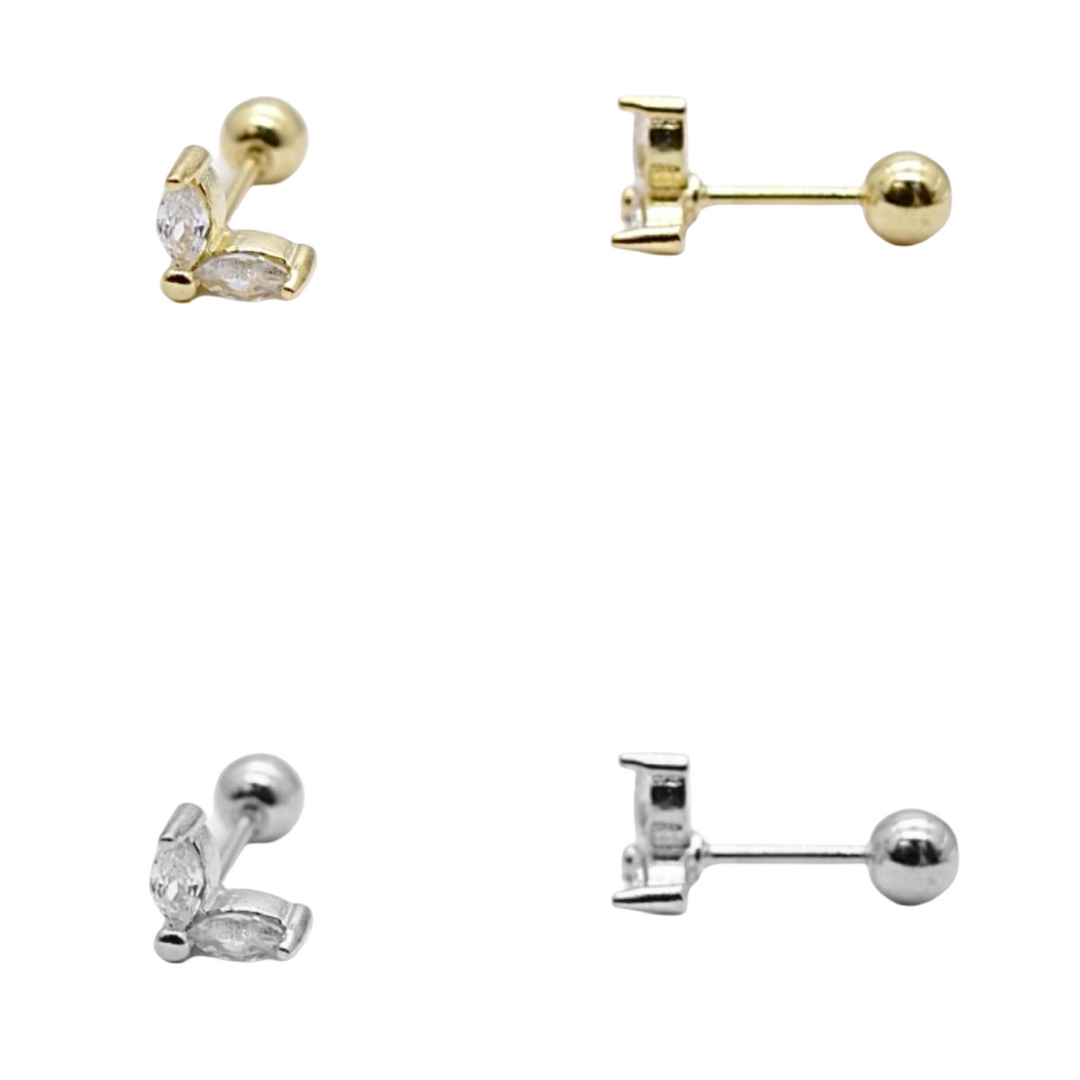 kiki KIKICHIC | NYC | CZ Diamond Leaf Screw Back Stud Earrings