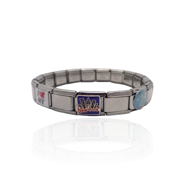 Silver New York Italian Charm Bracelet