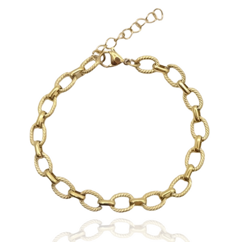 Textured Oval Chain Bracelet