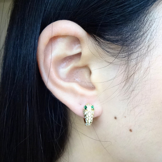 Green-Eyed Snake Earrings