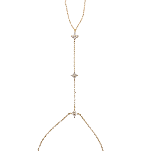 CZ Clover Hand Chain Bracelet