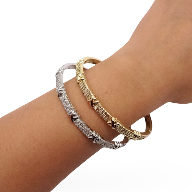 CZ X Knot Bangle Bracelet