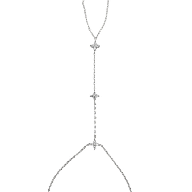 CZ Clover Hand Chain Bracelet