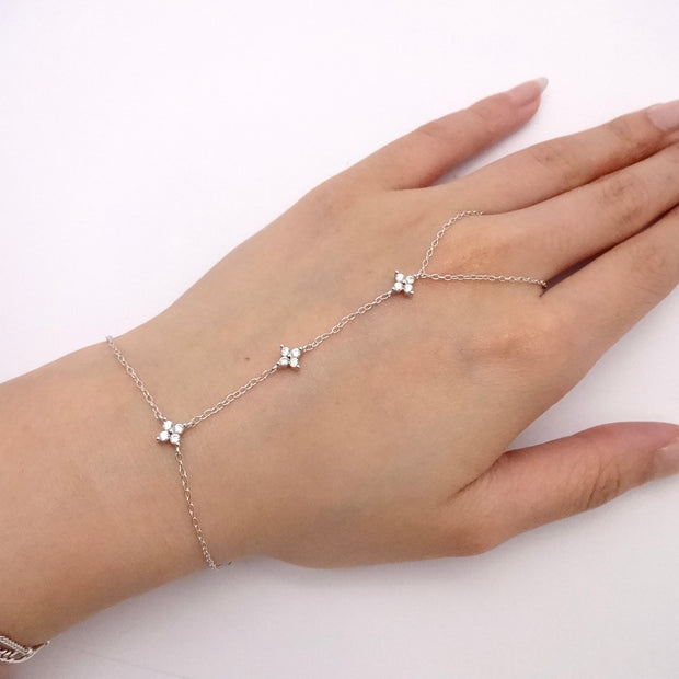 CZ Clover Hand Chain Bracelet