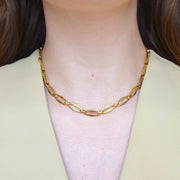 Gold Rectangle Paper Clip Chain Link Necklace, Gold Rectangle Paper Clip Choker Necklace, Silver Rectangle Paper Clip Link Chain Necklace, Pendant Paper Clip Rectangle Link Chain Necklace Sterling Silver. 