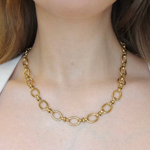 Gold Chunky Oval Chain Link Necklace in 14k Gold, Oval Curb Link Stacking Necklace Gold Filled, Stainless Steel Chunky Oval Chain Stack Necklace, Chunky Textured O Link Chain Necklace  Chunky Curb Oval Chain Stacking Necklace, Oval Flat Link Chain Gold Filled Stack Necklace, Chunky O curb 14k Gold Necklace.