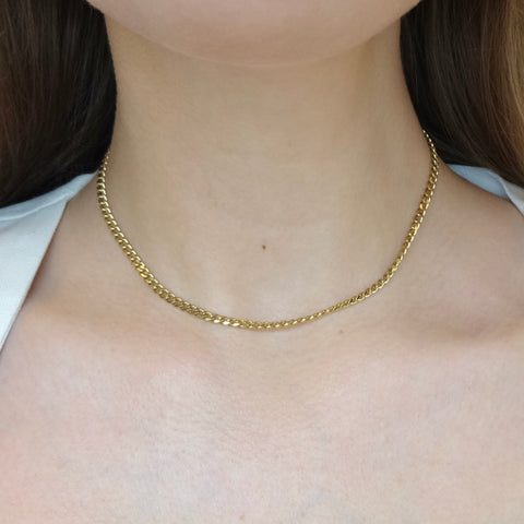 Gold Cuban Chain Link Necklace in 14k Gold, Curb Link Stacking Necklace Gold Filled, Stainless Steel Thick Silver Cuban Chain Stack Necklace, Textured Cuban Link Chain Necklace Silver, Thick Curb Cuban Chain Stacking Silver Necklace, cuban Flat Link Chain Gold Filled Stack Necklace, cuban curb 14k Gold Necklace.