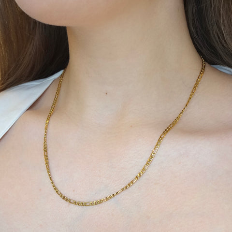 Gold Figaro Link Necklace, Silver Medium Thin Figaro Chain Necklace, Figaro Rectangle Link Chain Necklace 14k Gold, Silver Simple Figaro Link Chain Necklace, Thin Figaro Chain Gold Necklace, Fine Figaro Rectangle 14k Gold Filled Necklace.