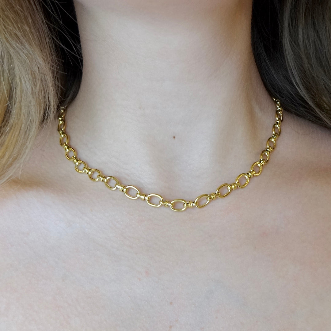 14k Gold Filled with 14k on sale Solid Gold SPINEL Double Layer Oval Coin Line Dainty Body Chain