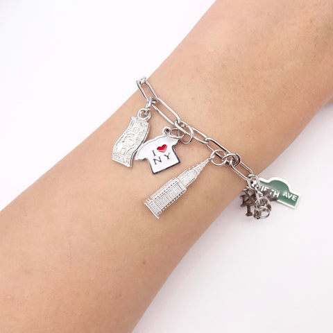 Silver New York Charm Bracelet