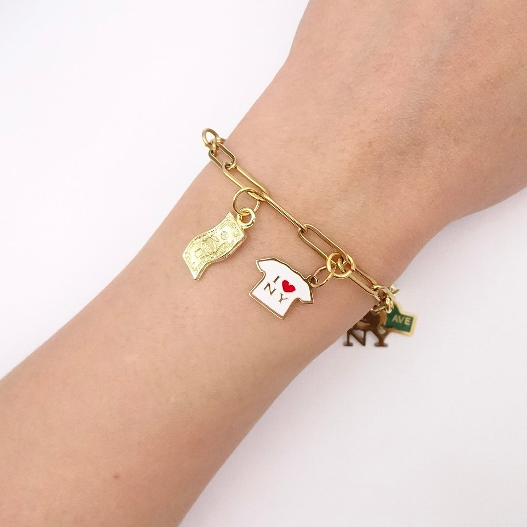 KIKICHIC | Gold New York City Charm Bracelet | Taxi Charm