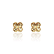 KIKICHIC 18k Gold Clover Leaf Stud Earrings, Alhambra Clover Stud Earrings, Four Clover Shape Earrings, Gold Clover Stud Earrings, Van Cleef Clover Stud Earrings, Designer Stud Earrings