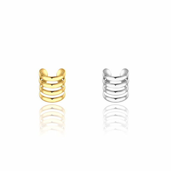 ④Bicolor Ear Cuff Ring【＃Casual】 （Multi） Luxtrada 12-Piece Earring Multiple Set: No-Piercing Ear Cuff
