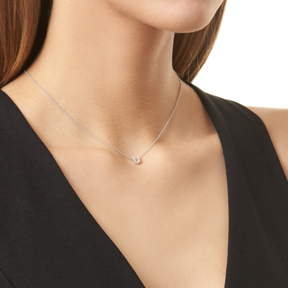 Hot London Manori SILVER INITIAL U NECKLACE