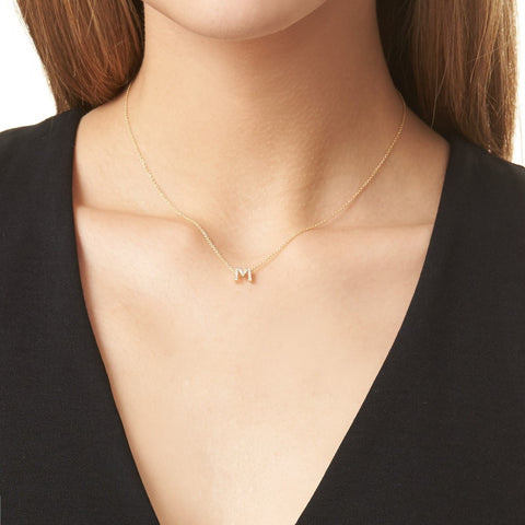 Diamondess Pave Initial M Necklace | Style: 4444021271752 – Landau Jewelry