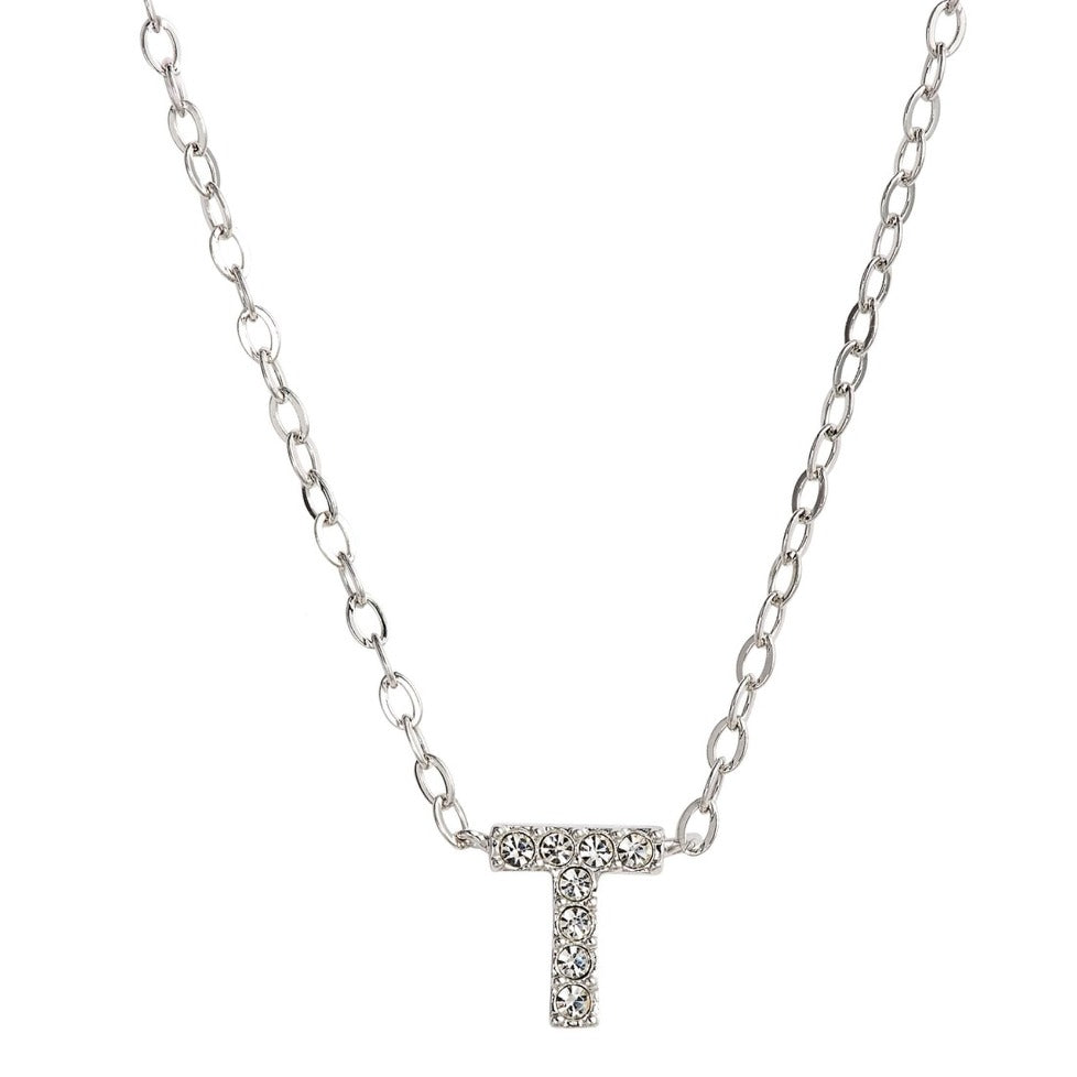 Diamond Initial T Necklace 1/20 ct tw Round 10K White Gold | Jared