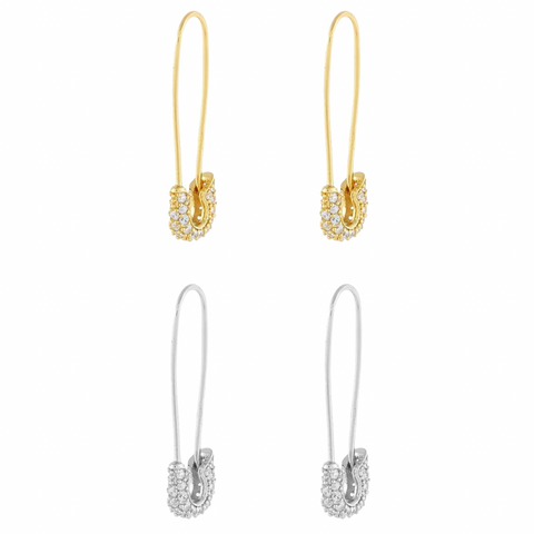 Pave diamond safety pin 2025 earrings