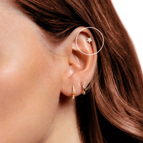 Yellow Gold Diamond Flower Earrings, Gold Screw Back Earrings, Flat Screw  Back Earrings